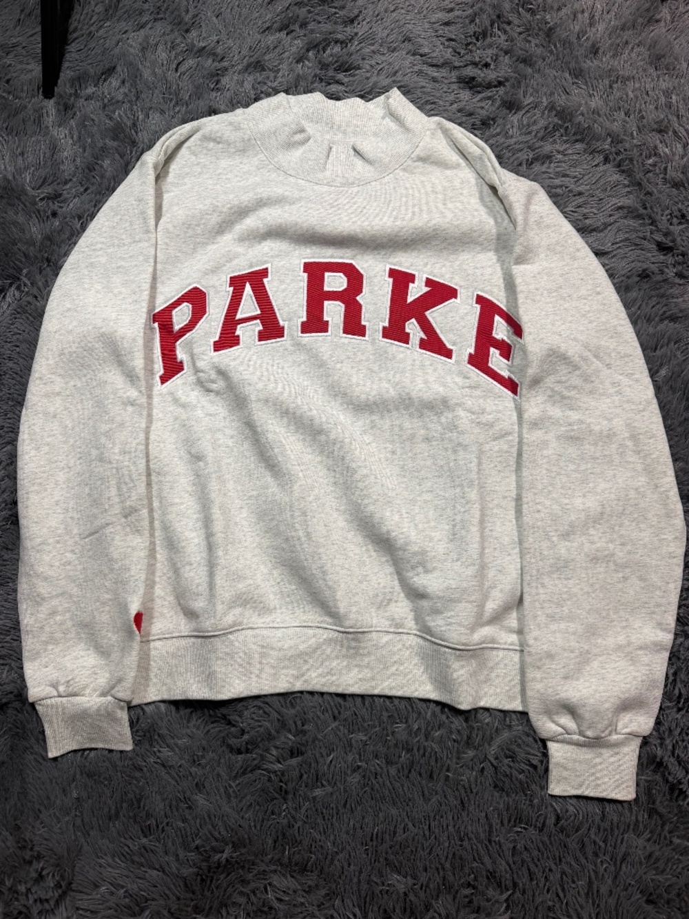 PARKE Varsity Mockneck in Classic Grey + Crimson